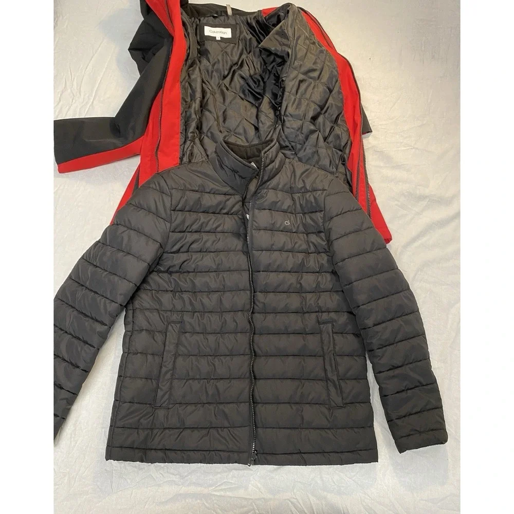 Calvin Klein 3-in-1‎ Jacket Red Black Hooded Coat Mens S Insulated